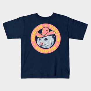 Rootin Tootin Shootin - Cowboy Advice | Poss Possum Opossum | Pink Frame Kids T-Shirt